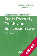 Cover of Avizandum Statutes on the Scots Property, Trusts and Succession Law 2023-24 (eBook)