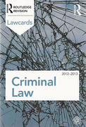 Cover of Routledge Lawcards: Criminal Law 2012-2013