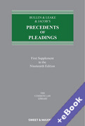 Cover of Bullen &#38; Leake &#38; Jacob's Precedents of Pleadings 19th ed: 1st Supplement (Book &#38; eBook Pack)